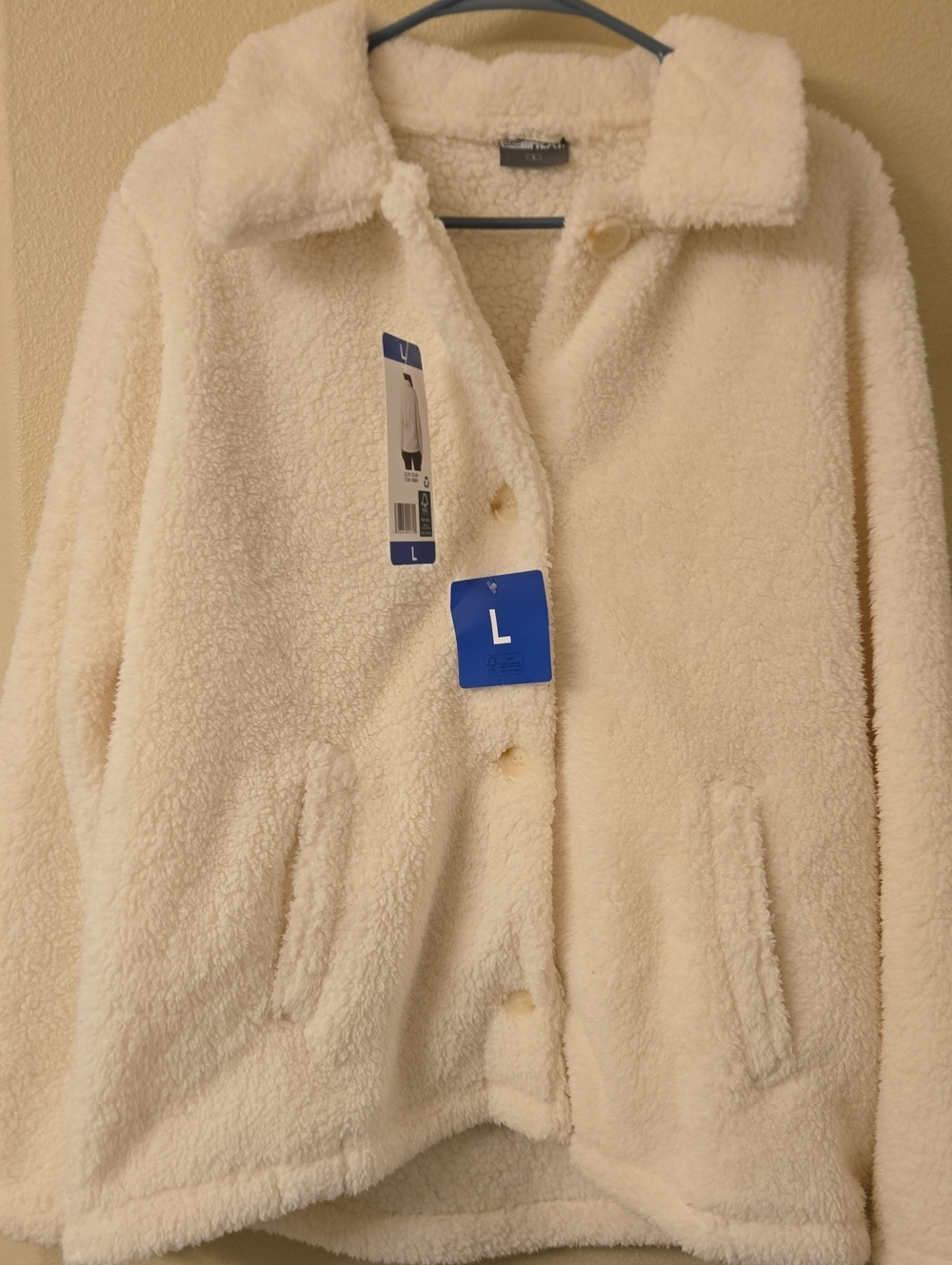 Large 32 Degrees Cream Sherpa Button-Up Jacket - Women's